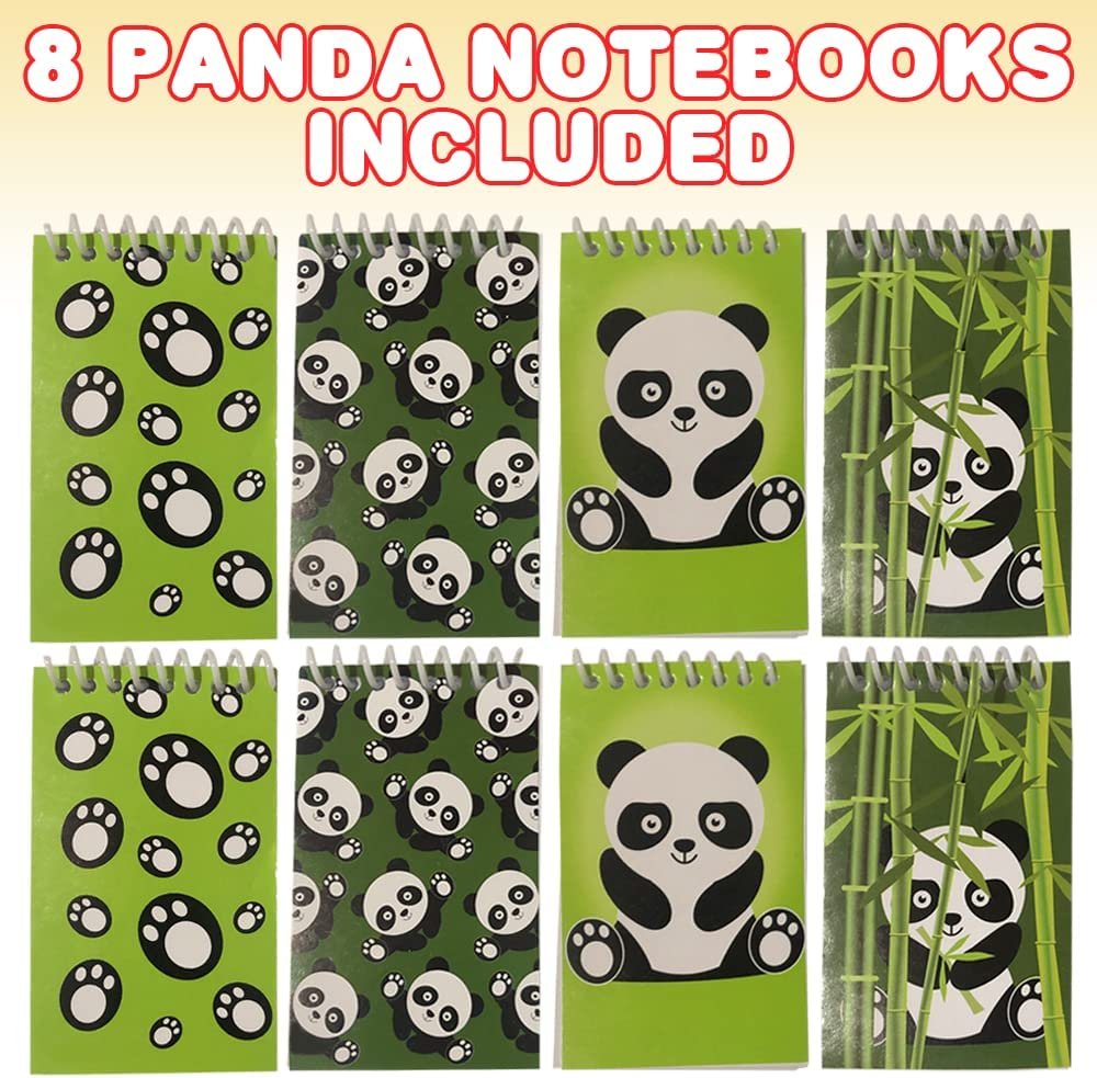 ArtCreativity Mini Panda Notepads, Set of 8, Fun Theme Spiral Notepads, Cute Stationery Supplies for School and Office, Zoo-Themed Birthday Party Favors, Goodie Bag Fillers for Kids