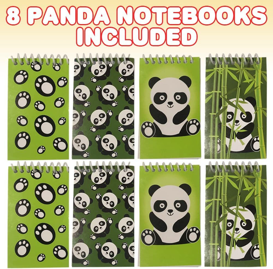 Mini Panda Notepads, Set of 8, Fun Theme Spiral Notepads, Cute Stationery Supplies for School and Office, Zoo-Themed Birthday Party Favors, Goodie Bag Fillers for Kids
