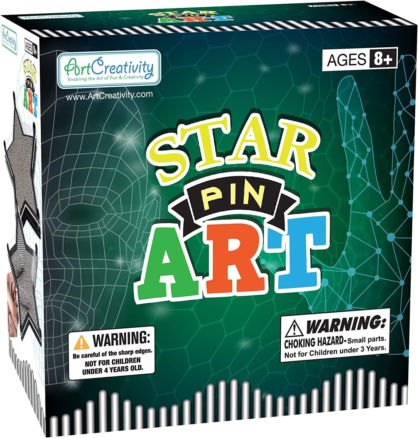 6" Star Pin Art Game for Kids-Adults Pin Art Toy for Autistic Kids-Stainless Steel Metal Pins, Sturdy Plastic Frame-Great Party Favor, Gift for Boys-Girls, Office Desk Decoration