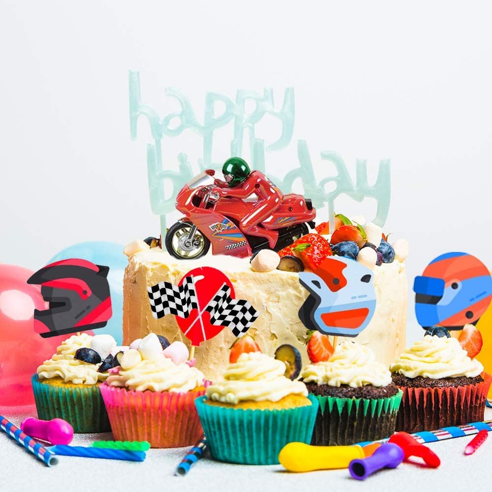 PERSONALISED GREEN MOTORBIKE Edible Icing Round Birthday Party Cake Topper  £4.65 - PicClick UK