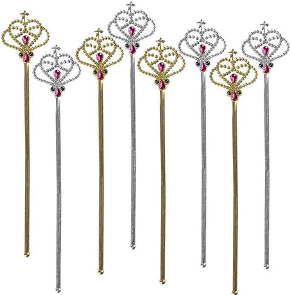 ArtCreativity Sparkly Fairy Wands, Pack of 12, Magic Princess Wands with Rhinestones, Princess Party Favors for Boys and Girls, Princess Costume Dress-Up Accessories for Kids