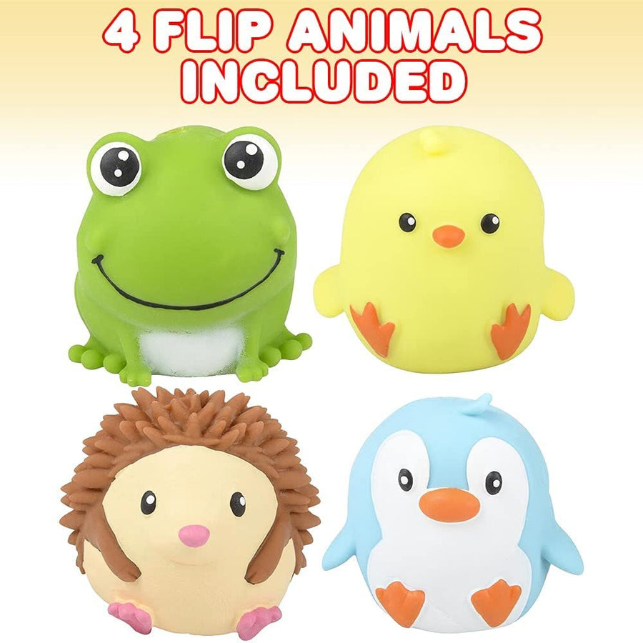 Flip Animal Toys for Kids, Set of 4, Fidget Toys with a 2-in-1 Design, Stress Relief Toys for Kids and Adults, Animal Party Favors, Variety of Fun Characters