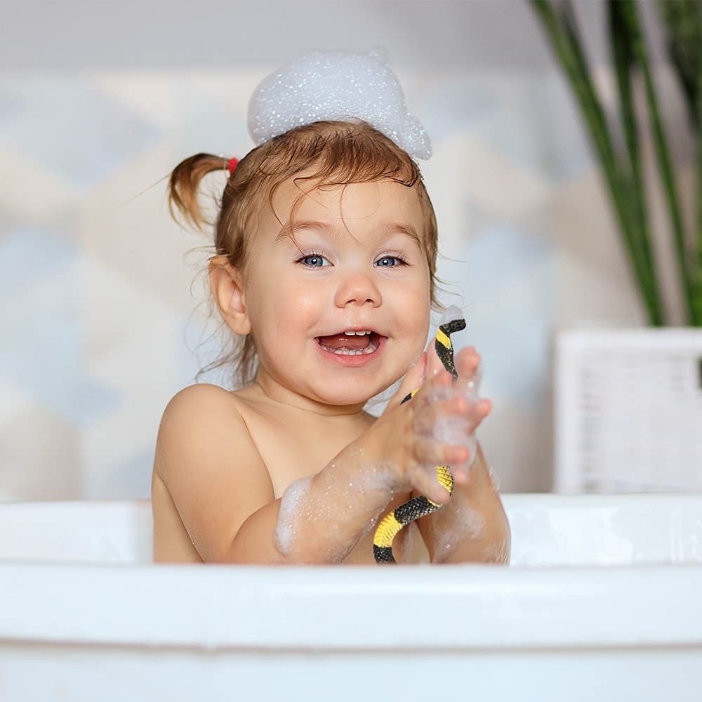 Vinyl Stretch Toy Snakes, Pack of 12, Stress Relief Fidget Sensory Toys for Kids, Real Look Scales, Reptile Birthday Party Favors, Fake Prank Prop, Goodie Bag Fillers for Boys and Girls