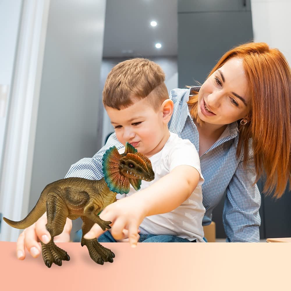 Soft Dilophosaurus Dinosaur Toy with Roaring Sounds, Large Soft Touch Dinosaur Toy with Sounds, Free Standing Dinosaur Toy for Kids, Great for Imaginative Play