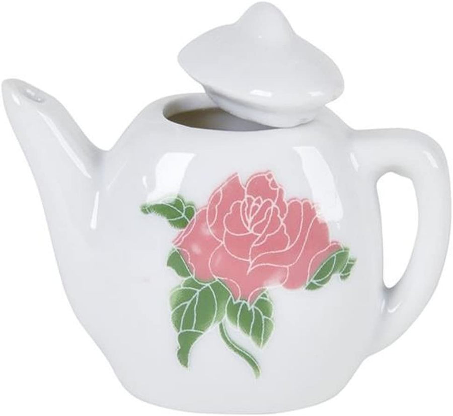 Rose Flower Ceramic Doll Tea Set - 13 Pieces - Includes Cups and Plates - Tea Set for Pretend Tea Party - Fun Doll Dramatic Play Tool - Perfect Play Prize for Little Girls Ages 8+