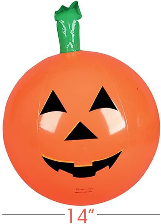 Pumpkin Inflates, Set of 4, 14" Blow-Up Jack-O-Lanterns, Inflatable Halloween Pumpkins Decorations, Halloween Party Supplies, JackoLantern Inflate, for Indoor and Outdoor Use