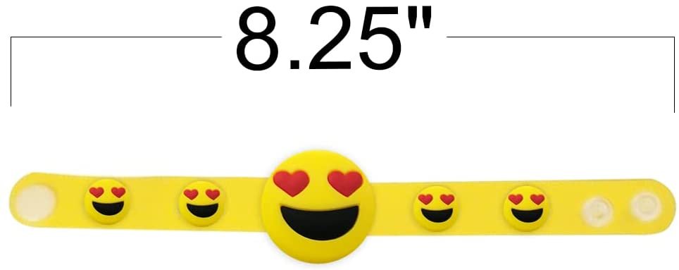 Emoticon Bracelets for Kids, Set of 6, Emoticon Accessories in 6 Fun Designs, Emoticon Party Favors and Goodie Bag Stuffers, Great as Pinata Stuffers, Classroom Prizes, and Treasure Box Toys