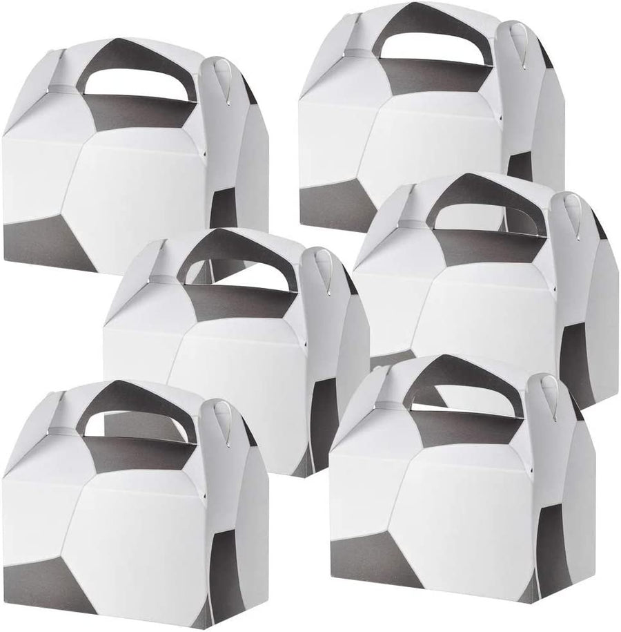ArtCreativity Soccer Treat Boxes for Candy, Cookies and Sports Themed Party Favors - Pack of 12 Cookie Boxes, Cute Team Favor Cardboard Boxes with Handles for Birthday Party Favors, Holiday Goodies