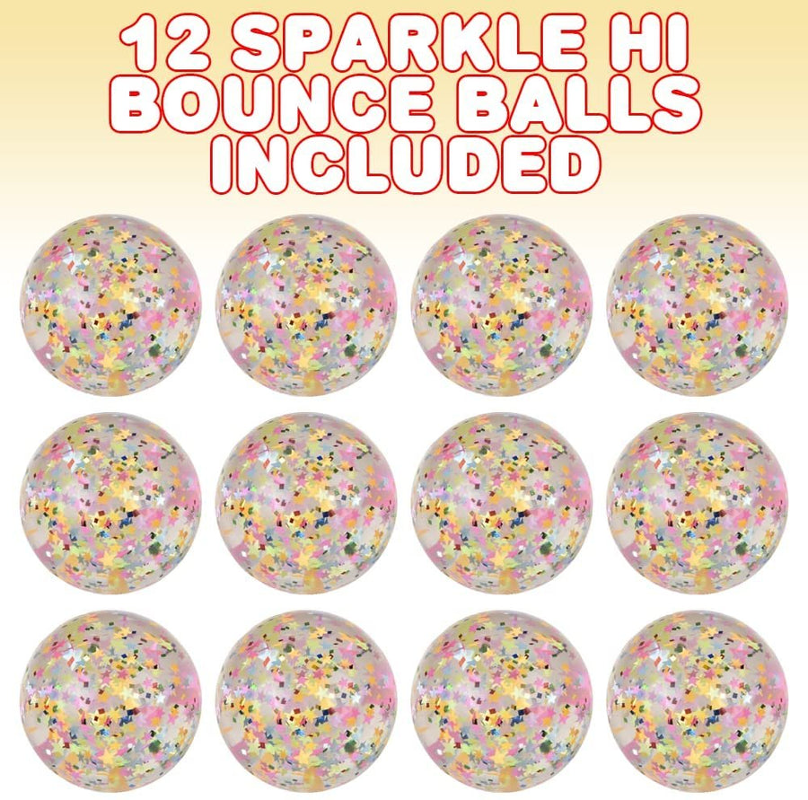 ArtCreativity Sparkle Star High Bounce Balls, Set of 12, Bouncing Balls for Kids with Confetti Inside, Outdoor Toys for Encouraging Active Play, Party Favors and Pinata Stuffers for Boys and Girls