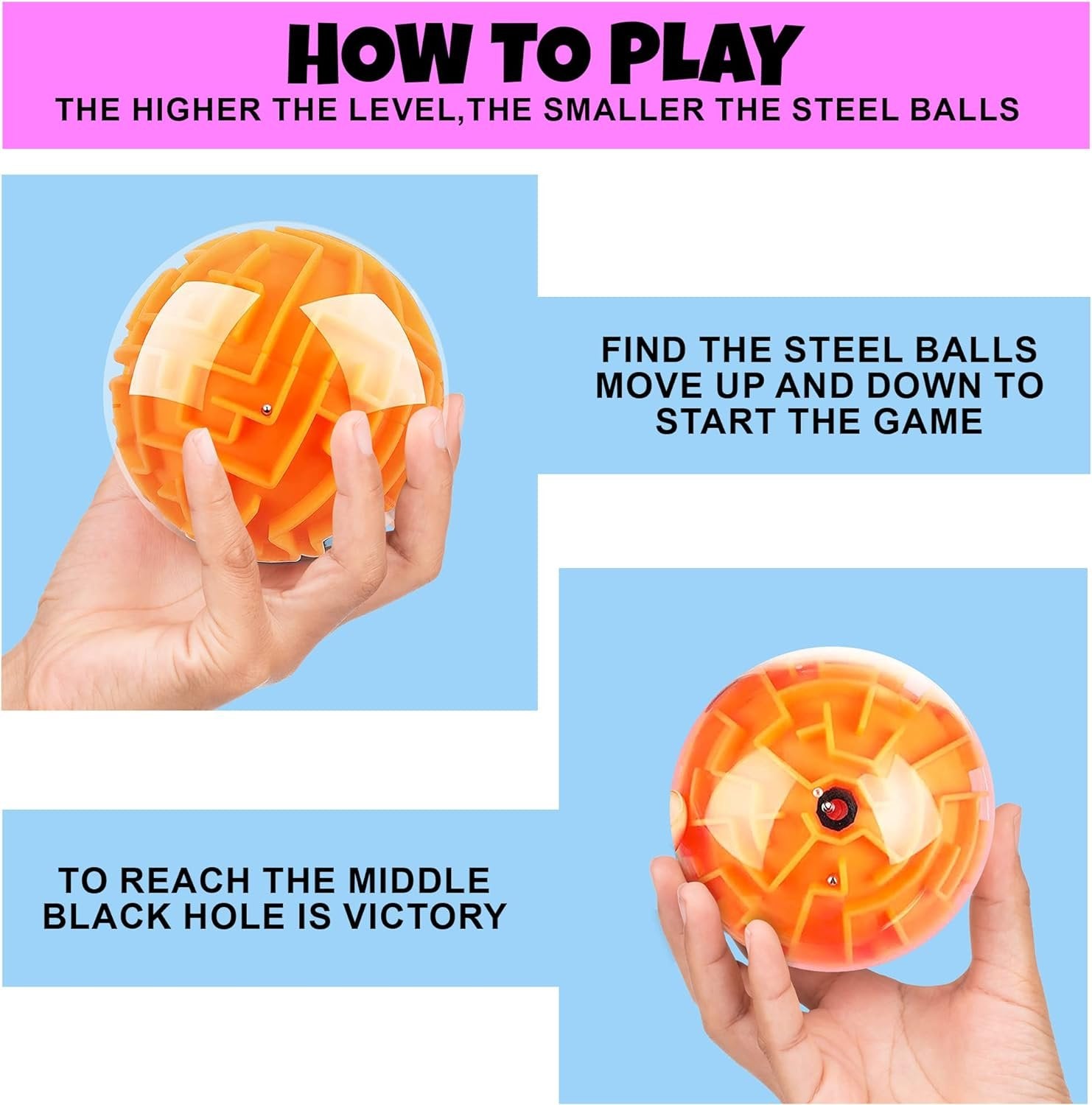 3D Maze Ball Puzzle Games for Kids, Set of 4, Includes 4 Brain Teaser Puzzles