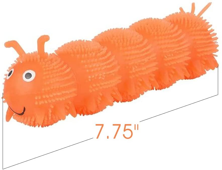 Puffer Caterpillars, Set of 6, Squeeze Toys for Children in 6 Bright Colors, Kids’ Stress Relief Toys for Satisfying Sensory Feedback, Animal Party Decorations and Goodie Bag Fillers