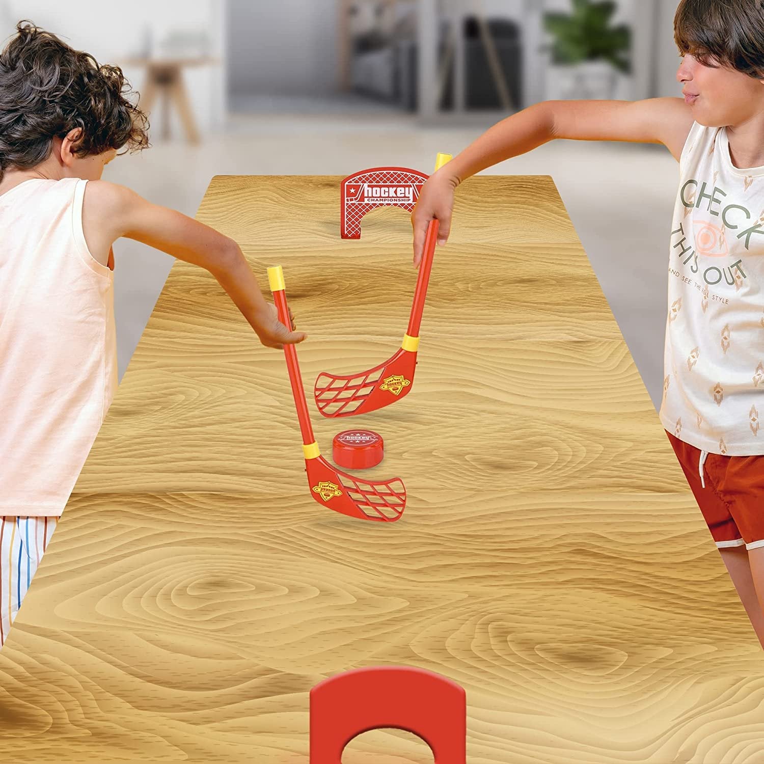 Light Up Indoor Mini Hockey Game - 2 Hockey Sticks with LEDs and Sound, 2 Goal Posts, and 1 Game Puck - Floor Hockey Set for Hours of Fun - Sports Floor Games for Boys and Girls