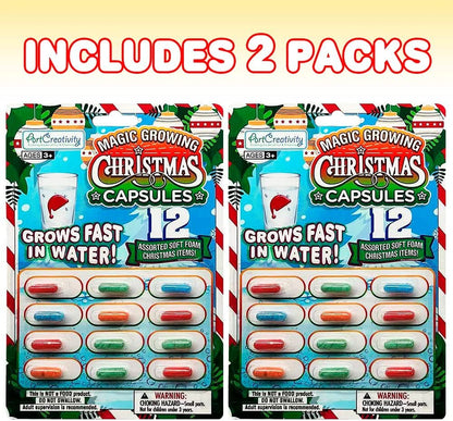 ArtCreativity Magic Growing Christmas Capsules, 2 Packs with 12 Expanding Capsules Each, Grow in Water, Cute Color Variety, Kids’ Christmas Party Favors, Contest Prize or Gift Idea
