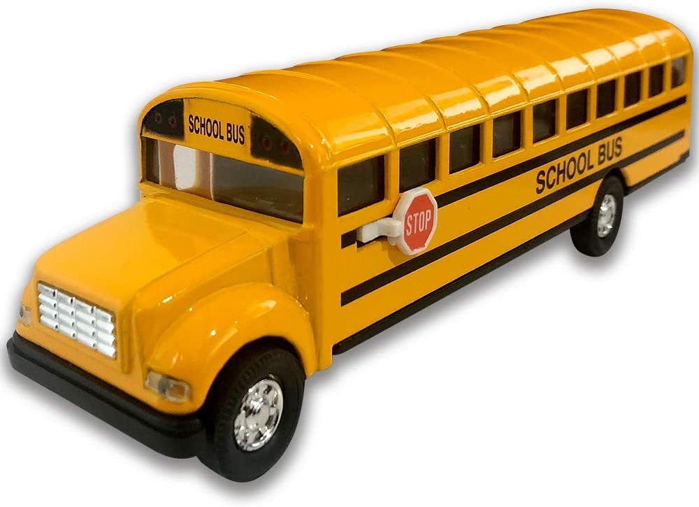Diecast Yellow School Bus for Kids, 7" Classic School Bus Toy with Pullback Mechanism, Durable Diecast Metal, Party Favors, Best Birthday Gift for Boys and Girls