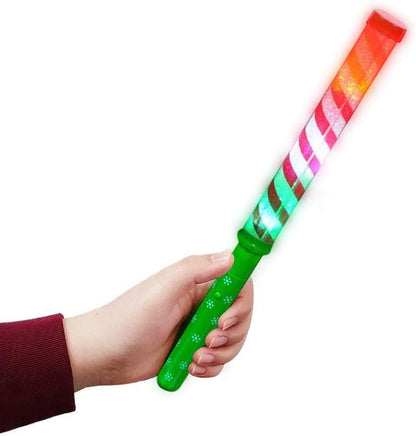 ArtCreativity Light Up Candy Cane Stripe Wands, Set of 2, 12.25 Inch Flashing LED Wands for Kids with Batteries Included, Thrilling Light Show, Fun Gift, Holiday Stocking Stuffer for Boys and Girls