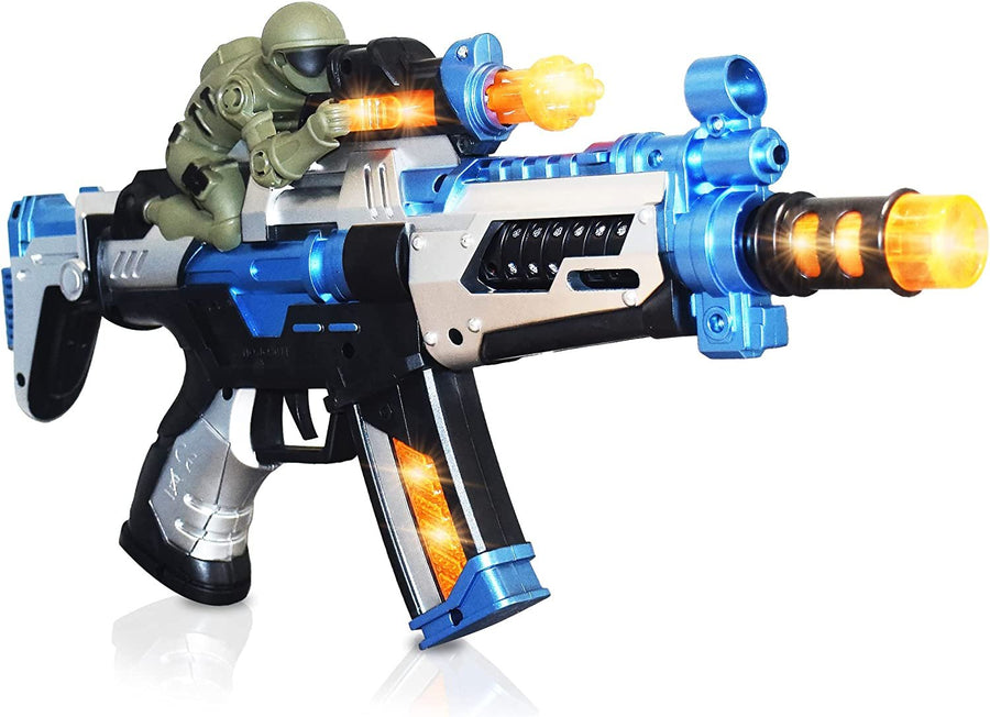 FuryX Light Up Toy Gun for Kids with Vibrating Man - 16" Blaster Gun with LED Lights, Sound Effects, and Vibration Feedback - Cool Toy Guns for Boys and Girls in Colorful Box