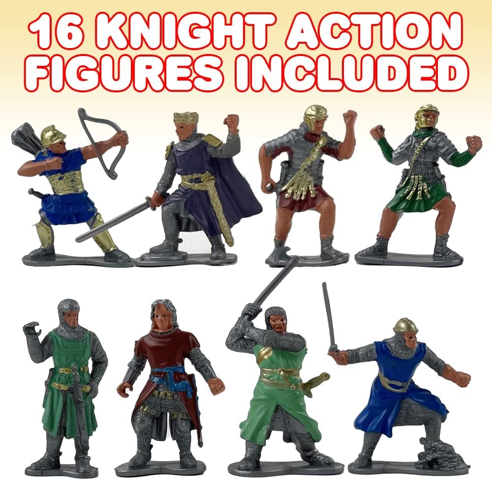 ArtCreativity Knight Action Figures for Kids, Set of 8, Free-Standing Knight Figurines with Realistic Details, Medieval Party Decorations and Cake Toppers, Knight Party Favors for Boys and Girls