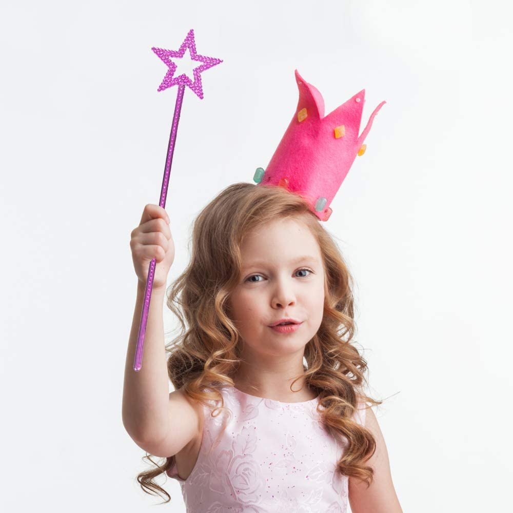 Metallic Star Princess Wands for Kids - Pack of 12 - Magic Fairy Wands in 3 Vibrant Colors, Princess Party Birthday Favors, Costume Accessories for Boys and Girls, 14"