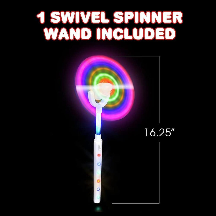 Light Up White Swivel Spinner Wand, LED Spin Toy for Kids with Batteries Included, Great Gift Idea for Boys and Girls, Fun Birthday Party Favor, Carnival Prize