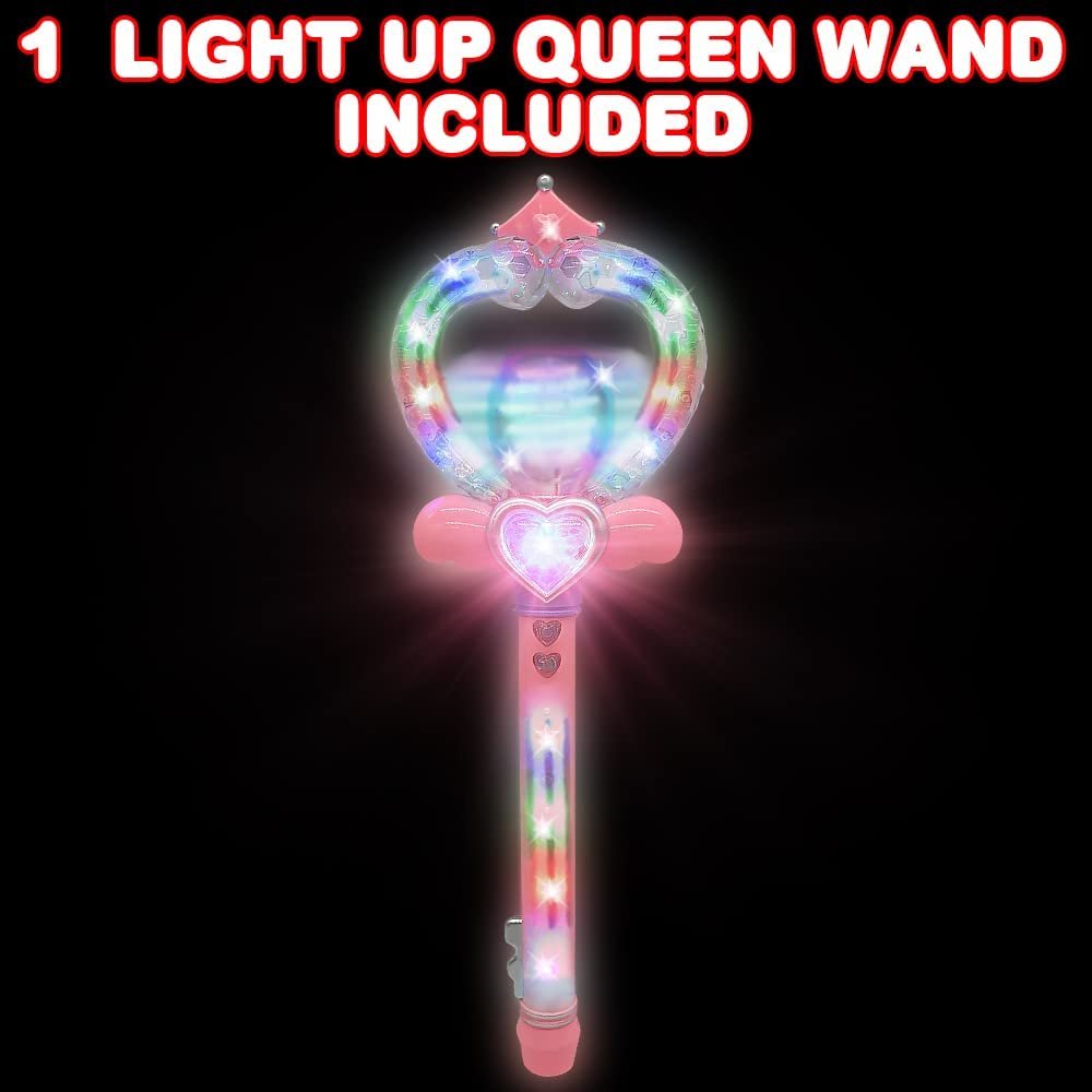 Light Up Queen Wand, Light Up Toys for Toddlers, 14.25" Light Up Wand Toy with Spinning Ball, Princess Light Up Wands for Kids, Spinning Light Toy, Batteries Included, Autism Toys,