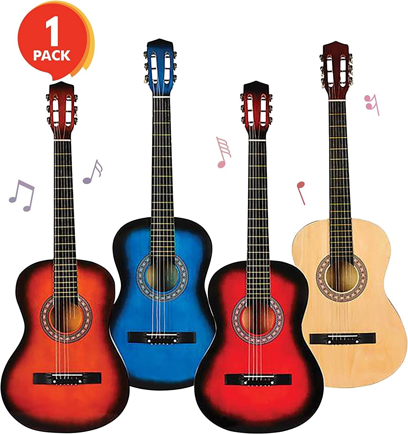 Huge 6-String Acoustic Guitar - 38"es Tall - Colors May Vary - Amazing Gift Idea for Boys and Girls 12+