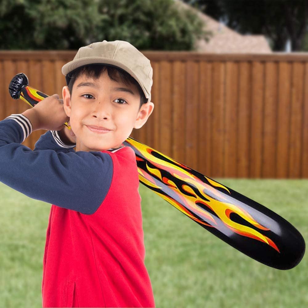 ArtCreativity Inflatable Flame Baseball Bats for Kids, Set of 6, 40 Inch Durable Inflates, Cool Sports Birthday Party Favors, Decorations, and Supplies, Carnival Party Prizes