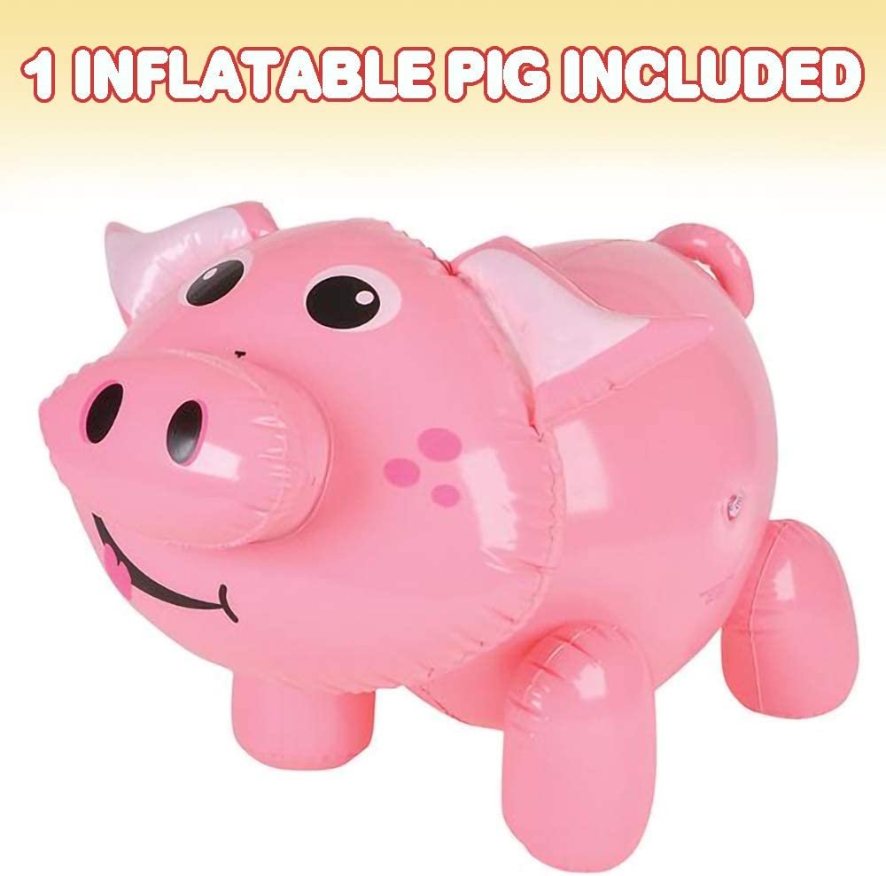 Inflatable Pig, Farm Animal Party Decorations and Supplies, 20" Blow-Up Pig Inflate for Animal Birthday Party Favors, Pool Party Float, and Game Prize for Kids