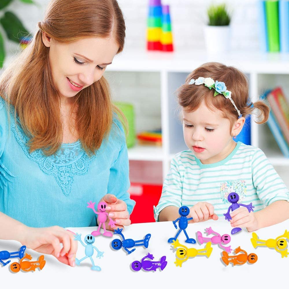 Bendable Smile Figures, Set of 12 Smile Face Flexible Men