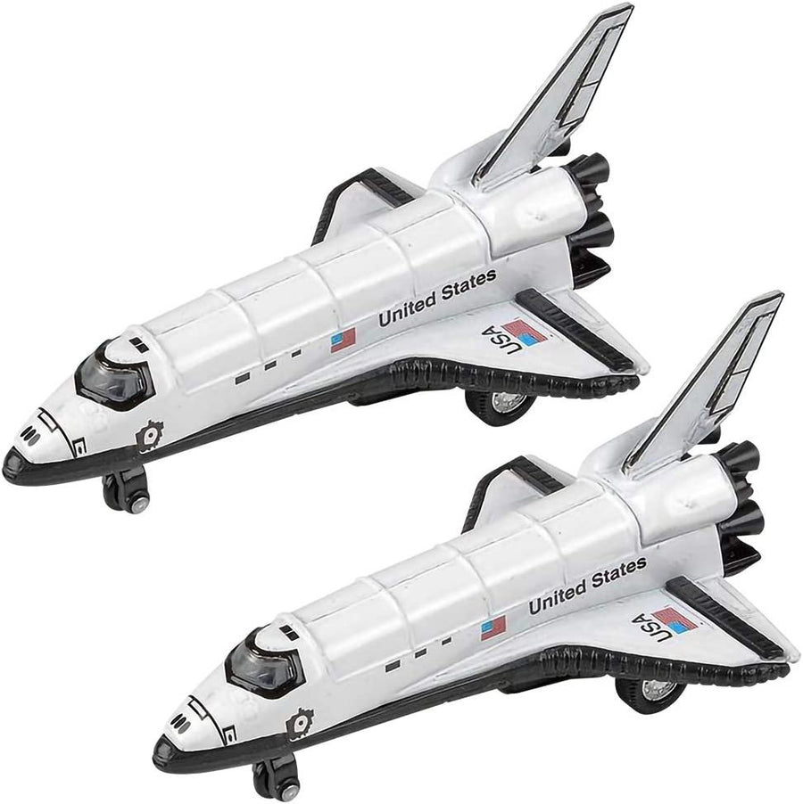 Diecast Space Shuttle with Pullback Mechanism, Set of 2, Diecast Metal NASA Space Toys for Boys, Astronaut Cake Decorations, Astronaut Space Theme Party Favors