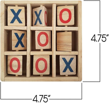 Gamie Wooden Tic-Tac-Toe Game - 4.75 Inch Game for Kids and Adults - Fun Indoor Game Night Activity - Educational Toy for Children - Unique Desk Decoration, Gift Idea