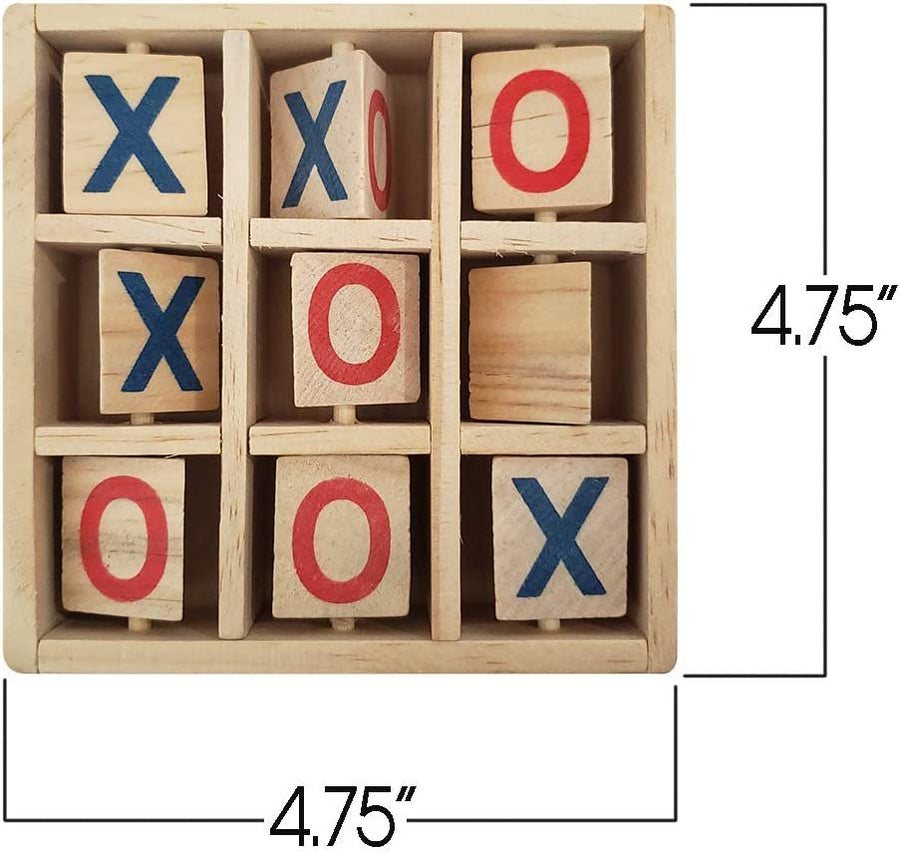 Gamie Wooden Tic-Tac-Toe Game - 4.75" Game for Kids and Adults - Fun Indoor Game Night Activity - Educational Toy for Children - Unique Desk Decoration, Gift Idea