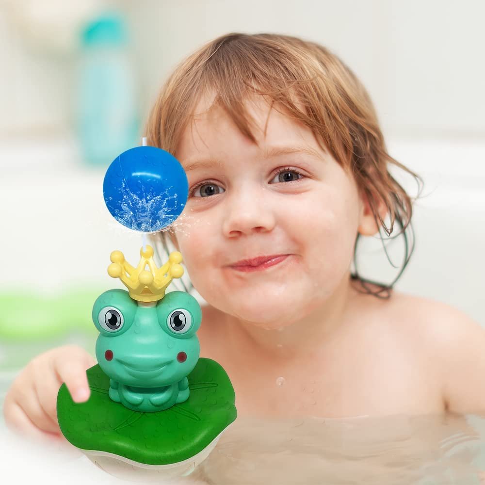 ArtCreativity Frog Bath Sprinkler Toy Set, Includes 1 Frog Fountain, 4 Nozzles, and 1 Ball, Battery-Operated Bathtub and Swimming Pool Toy for Kids, Great Gift for Boys and Girls Ages 3 and Up