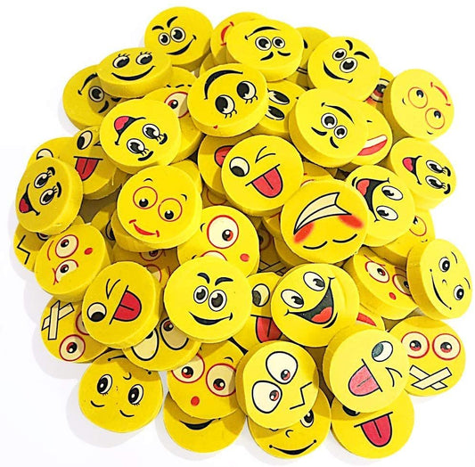 ArtCreativity Emoji Erasers, Pack of 70, Emoticon Smile Face Pencil Erasers in Assorted Designs, School Supplies for Children, Teacher Rewards, Classroom Gifts, Emoji Birthday Party Favors for Kids