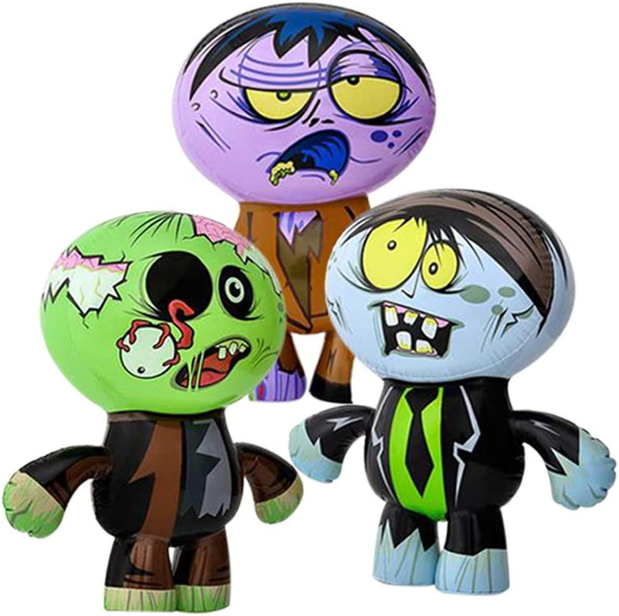 Zombie Bunch Inflates, Set of 3, 24" Blow-Up Zombies in Fun Assorted Designs, Inflatable Halloween Decorations, Halloween Photo Booth Props and Spooky Carnival Game Prizes for Kids