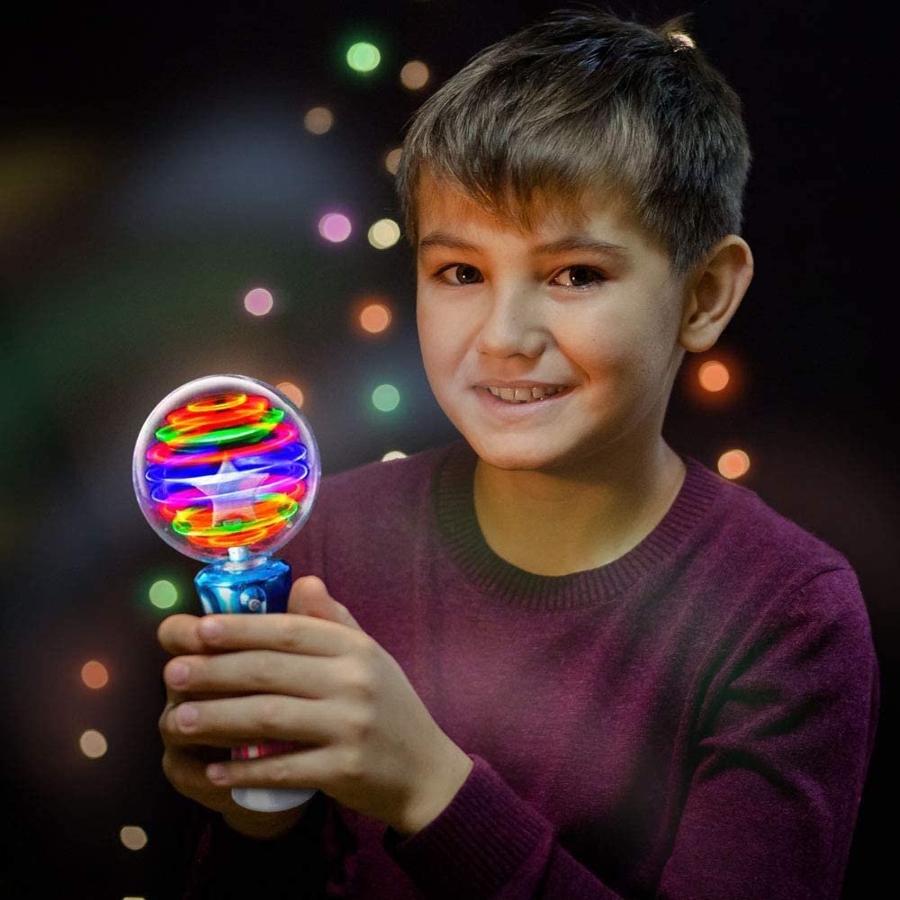 Light Up Magic Ball Toy Wands for Kids, 7.5"  Flashing LED Wands - Set of 2 Spinning Light Show