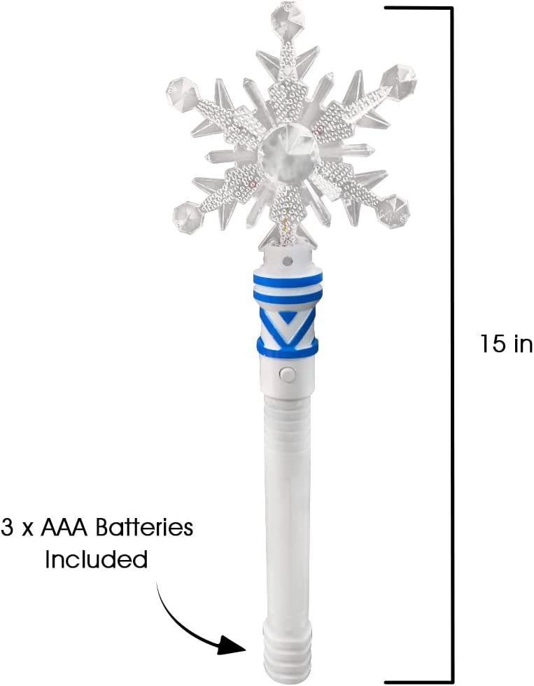 Light Up Christmas Snowflake Wand for Kids, Magic Wand with 4 Flashing Modes and Multiple LED Colors, Frozen Party Favors Holiday Stocking Stuffer, Light Up Toys, for Kids