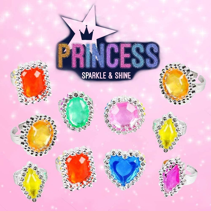 Plastic Jewel Princess Rings for Kids - 144 Pack - Colorful Birthday Party Favors for Girls - Dress Up Accessories, Goodie Bag Fillers, Cupcake Toppers, Party Table Decoration Idea