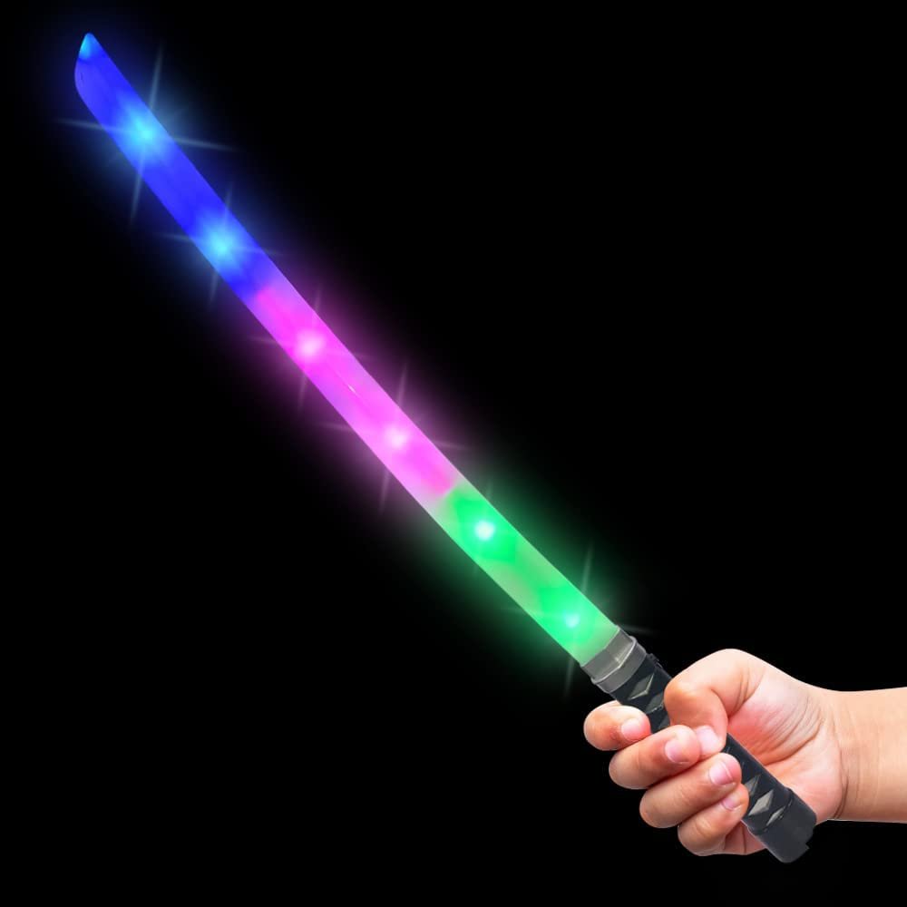 Light Up Swords for Kids, Set of 3, 23" Toy Swords with Flashing LED Lights and Sound Effects, Halloween Dress-Up Costume Accessories, Great Birthday Gift for Boys and Girls
