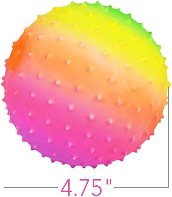 ArtCreativity Rainbow Knobby Balls, Set of 6, Fidget Sensory Toys for Kids, 4.75 Inch Spiky Sensory Balls in Rainbow Colors, Birthday Party Favors, Treasure Box Prizes – Sold Deflated