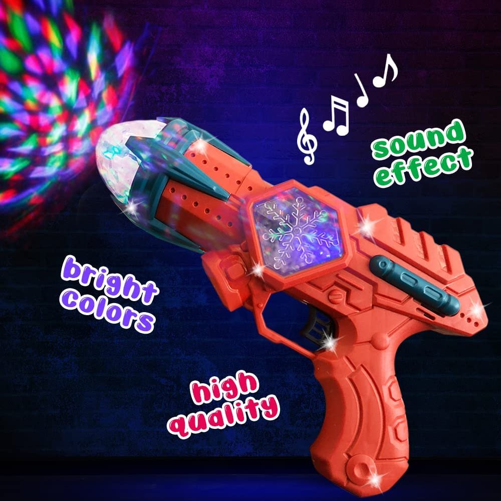 ArtCreativity Flashing Disco Gun, 1 Piece, Light Up Toy Gun for Kids with Sound and Spinning LEDs, Musical Toy Gun Pistol for Boys and Girls, Rave Accessories for Adults and Gift for Kids