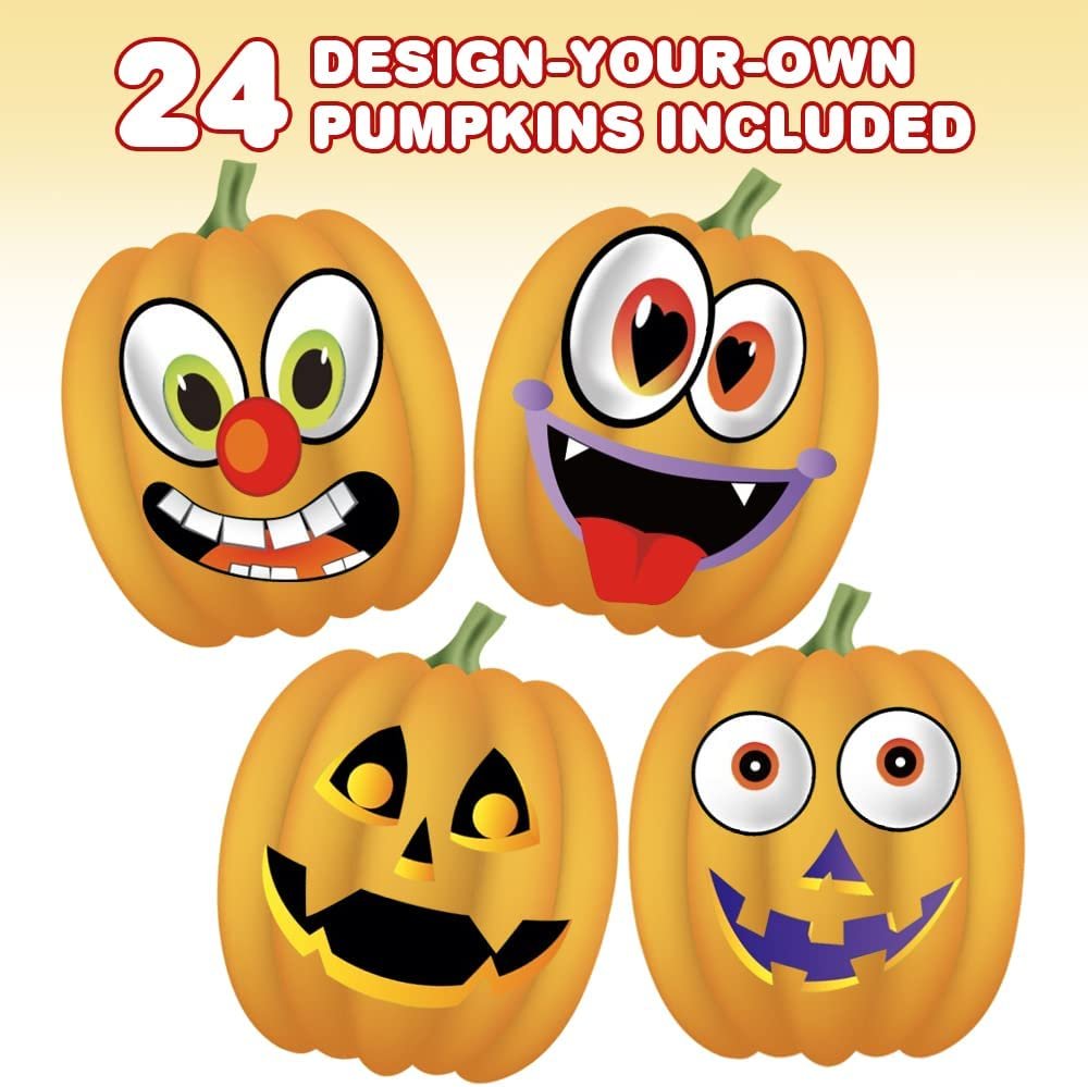 ArtCreativity Make Your Own Jack-O-Lantern Face Sticker Set - 24 Sheets - Customizable Halloween Stickers for Kids, Fun Crafts Classroom Activity, Best for Halloween Party Favors, Goodie Bag Fillers