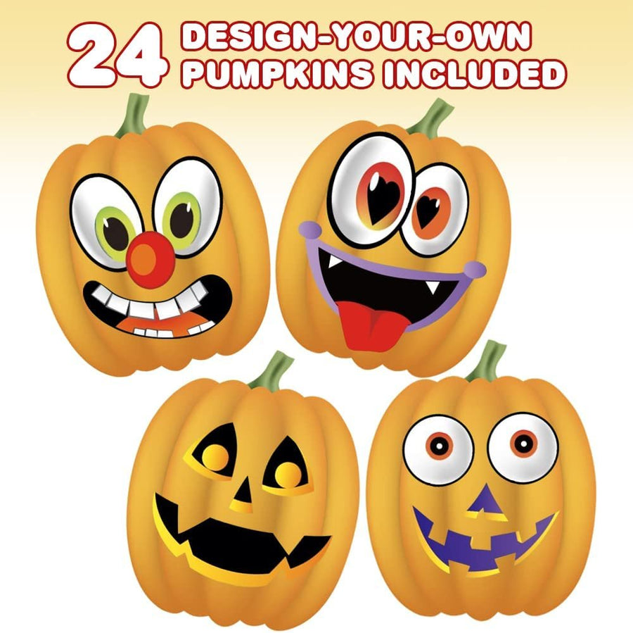 Make Your Own Jack-O-Lantern Face Sticker Set - 24 Sheets - Customizable Halloween Stickers for Kids, Fun Crafts Classroom Activity, Best for Halloween Party Favors, Goodie Bag Fillers