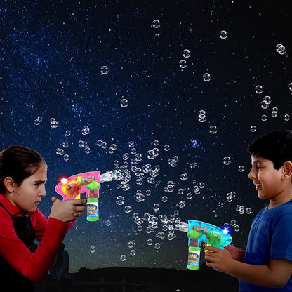 ArtCreativity Friction Powered Light Up Bubble Blaster Gun Set - Set of 3 - Includes 3 LED Bubbles Guns and 6 Bottles of Bubble Fluid - No Batteries Needed - Outdoor, Indoor Fun - Gift Idea, Party