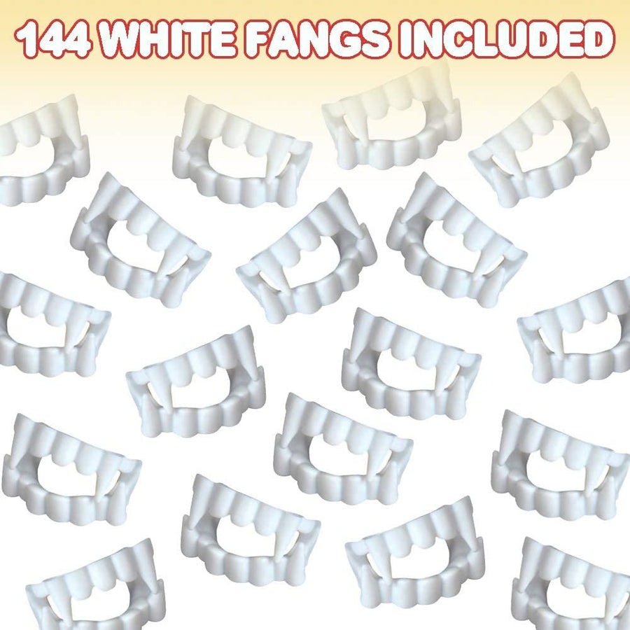 ArtCreativity White Vampire Fangs for Kids and Adults - Bulk Pack of 144 - Vampirina Party Supplies, Dracula Costume Accessories, Best for Halloween Party Favors, Treats, Décor, Goodie Bags