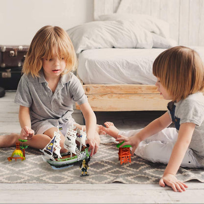 ArtCreativity Pirate Adventure Playset for Kids - 4 Piece Set - Pirate Ship, Toy Figurine, and 2 Caribbean Island Pieces - Durable Pretend Play Kit - Best Holiday or Birthday Gift for Boys and Girls