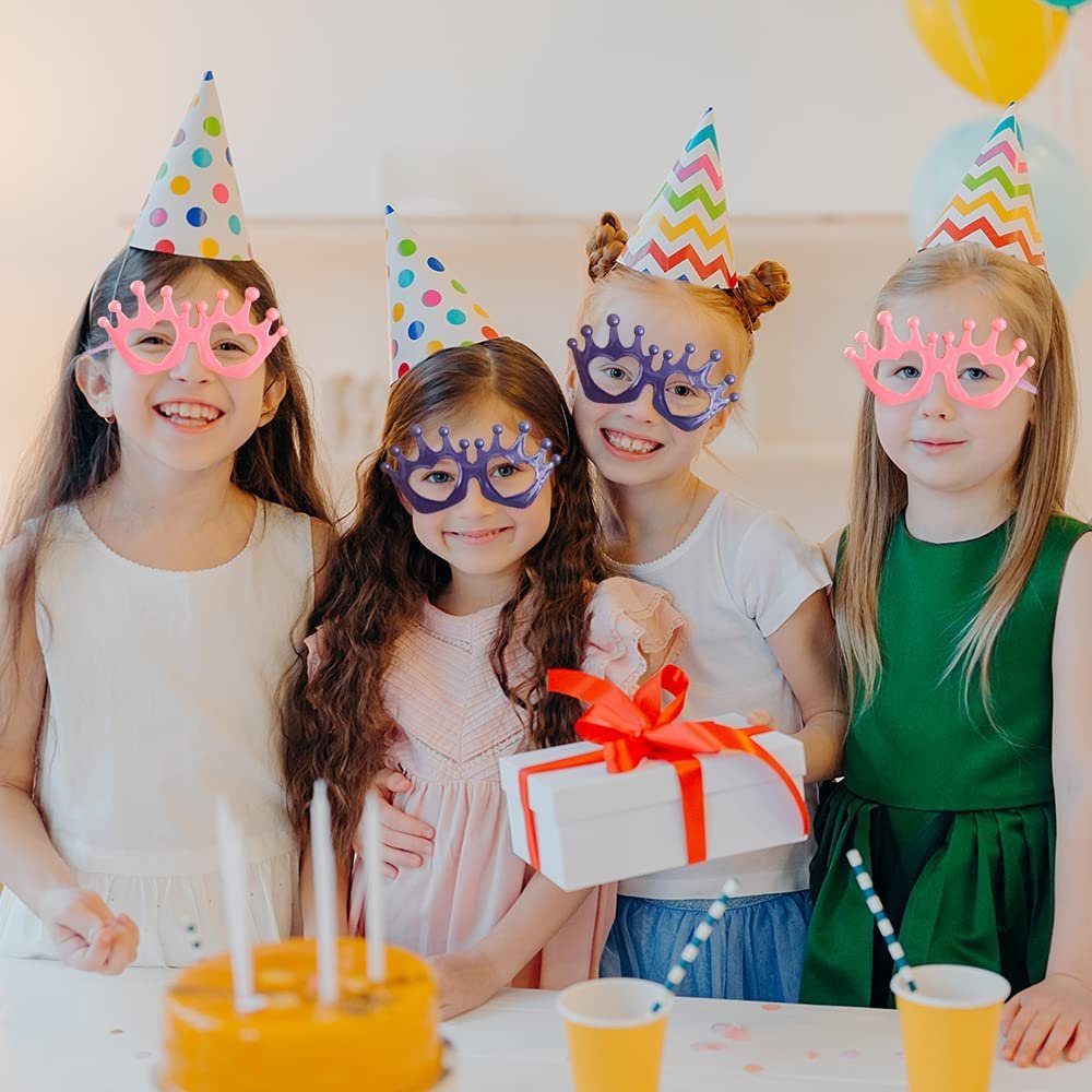 Princess Tiara Glasses, Set of 12, Princess Dress Up Accessories in Purple and Pink, Princess Party Favors for Girls and Boys, Great as Decorations and Pretend Play