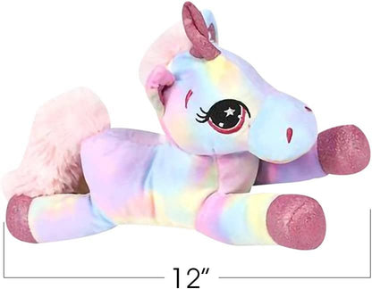 ArtCreativity Plush Lying Unicorn Stuffed Toys, Set of 2, Soft and Cuddly Unicorn Toys for Girls and Boys, Cute Home, Bedroom, and Nursery Decor, Princess Gifts for Kids, 12” Long
