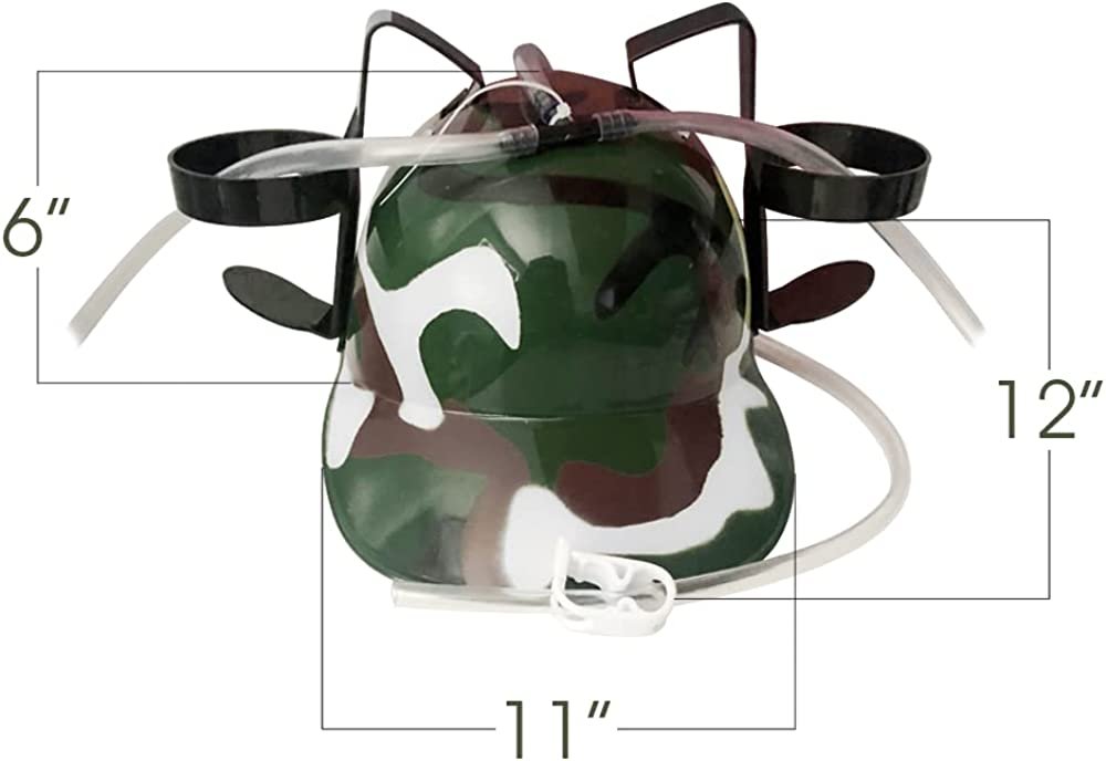 Camouflage Drinking Helmet for Kids, Soda and Beer Can Hat Drinking Holder with a Military Look, Fun Novelty Gift, Great Gift for Boys and Girls