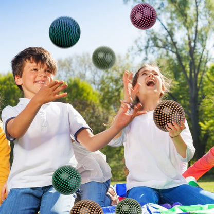 ArtCreativity Neon Polka Dot Balls, Set of 4, Bouncy 5” PVC Balls, Spots on Ball Glow Under Black Light, Park and Beach Outdoor Fun, Durable Outside Play Toys for Boys and Girls