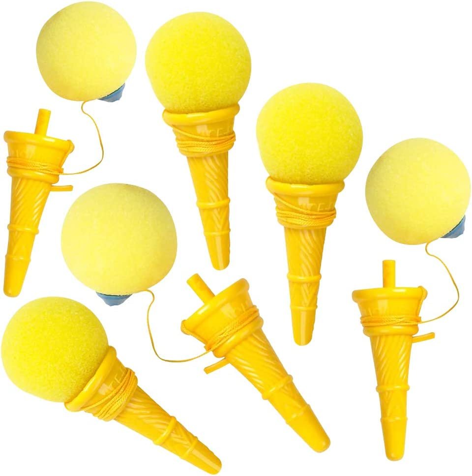 ArtCreativity Mini Ice Cream Shooters - Pack of 12-4 Inch Classic Yellow Icecream Cone Foam Ball Launchers, Birthday Party Favors for Kids, Piñata and Goody Bag Fillers, Carnival Prize